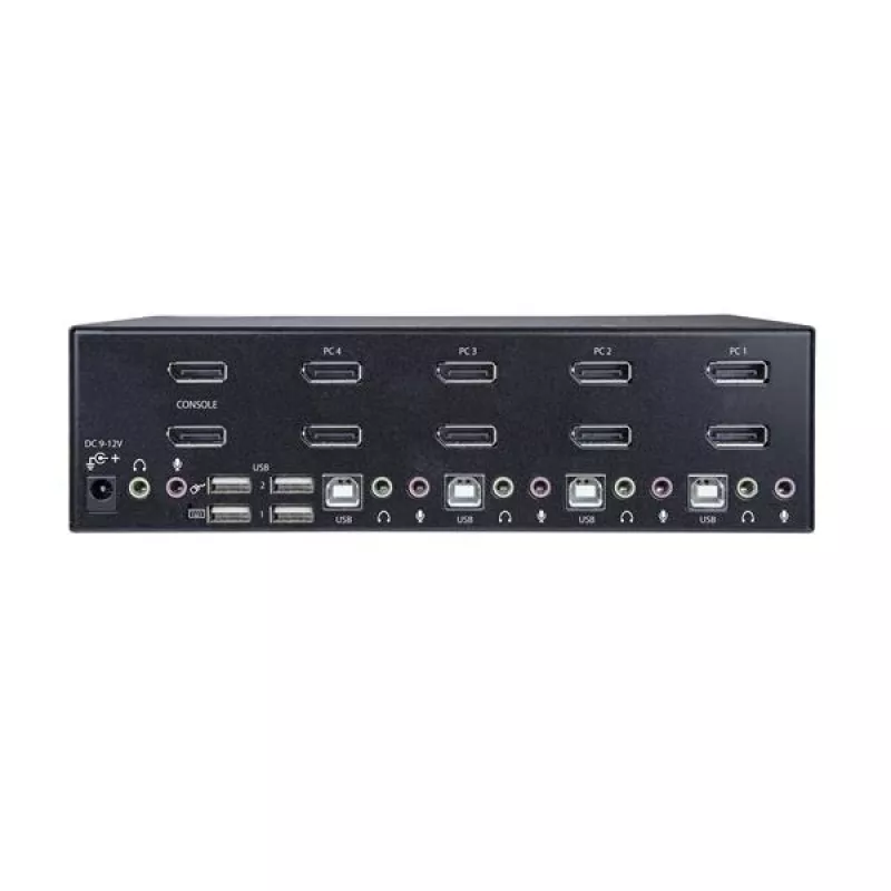 StarTech.com 4-Port Dual DisplayPort KVM Switch - 4K 60Hz, 3840 x 2160 pixels, 4K Ultra HD, Rack mounting, 18 W, 2U, Black
