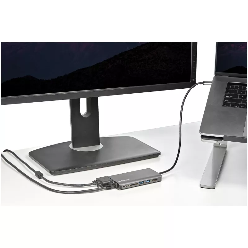 StarTech.com USB C Multiport Adapter - USB-C Mini Travel Dock w/ 4K HDMI or 1080p VGA - 3x USB 3.0 Hub, SD, GbE, Audio, 100W PD Pass-Through - Portable Docking Station for Laptop/Tablet