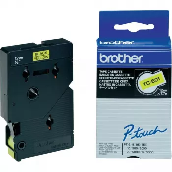 Labeling Tape Brother TC601 12mm Black on Yellow