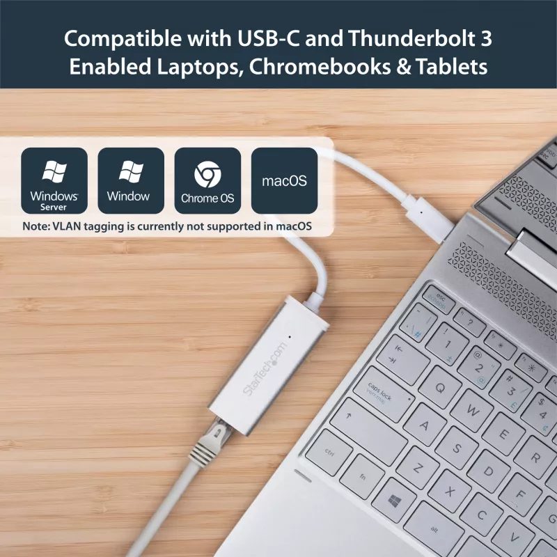 StarTech.com USB-C to Gigabit Network Adapter - Silver, Wired, USB, Ethernet, 5000 Mbit/s, Silver
