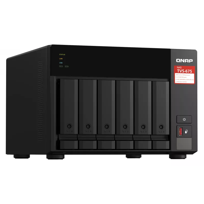 QNAP TVS-675 NAS Tower ZhaoXin KaiXian KX-6000 KX-U6580 8 GB DDR4 0 TB QuTS hero Black