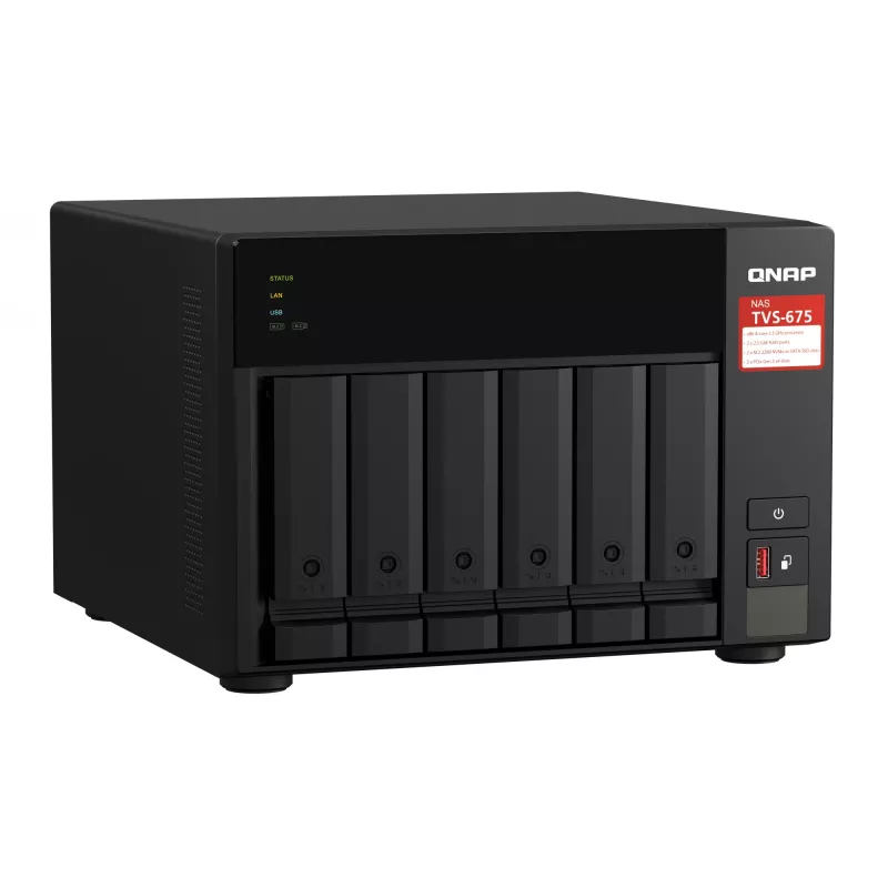 QNAP TVS-675 NAS Tower ZhaoXin KaiXian KX-6000 KX-U6580 8 GB DDR4 0 TB QuTS hero Black