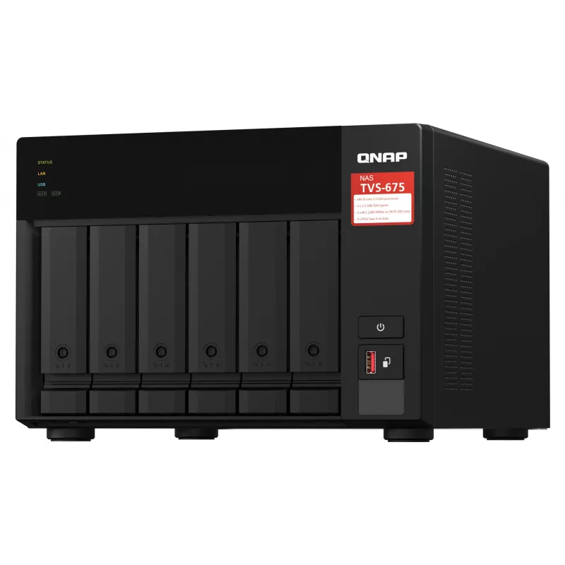 QNAP TVS-675 NAS Tower ZhaoXin KaiXian KX-6000 KX-U6580 8 GB DDR4 0 TB QuTS hero Black