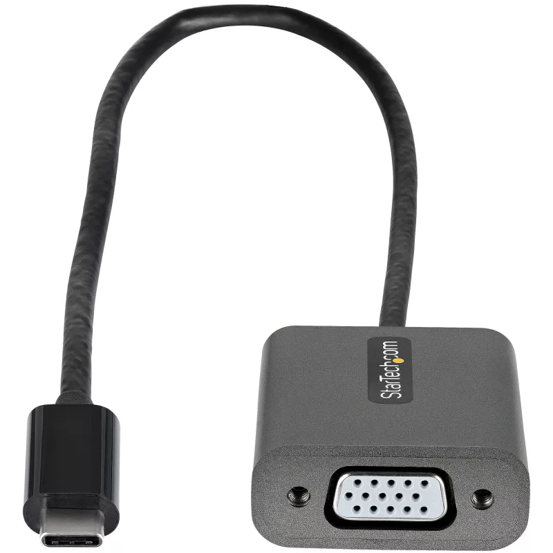 StarTech.com USB C to VGA Adapter - 1080p USB Type-C to VGA Adapter Dongle - USB-C (DP Alt Mode) to VGA Monitor/Display Video Converter - Thunderbolt 3 Compatible - 12 inch Long Attached Cable - Upgraded Version of CDP2VGA