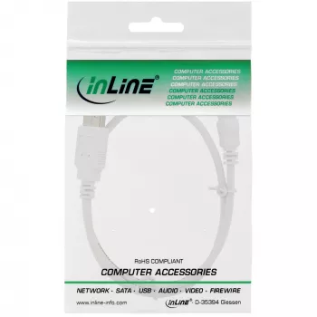InLine USB 2.0 Mini Cable, Type A male / mini-B male (5pin), white, 0.5m