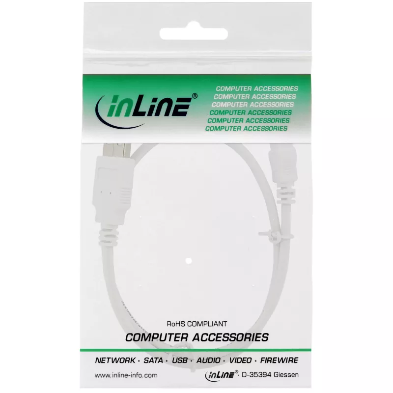 InLine USB 2.0 Mini Cable, Type A male / mini-B male (5pin), white, 0.5m