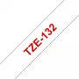 Laminated tape Brother TZe132 12mm Red on transparent
