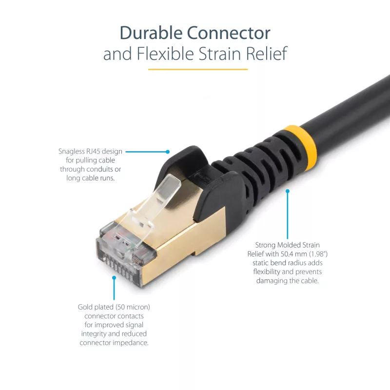 StarTech.com 10m CAT6a Ethernet Cable - 10 Gigabit Shielded Snagless RJ45 100W PoE Patch Cord - 10GbE STP Network Cable w/Strain Relief - Black Individually Tested/Wiring is UL Certified/TIA