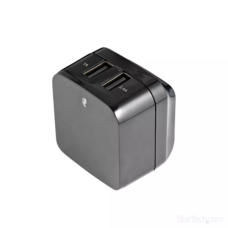 StarTech.com Dual-port USB wall charger - international travel - 17W/3.4A - black