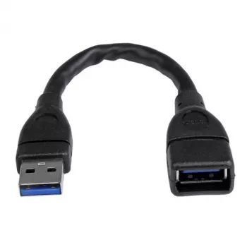StarTech.com USB 3.0 A-to-A extension cable - 6 in, black, 0.152 m, USB A, USB A, USB 3.2 Gen 1 (3.1 Gen 1), 5 Gbit/s, Black