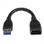 StarTech.com USB 3.0 A-to-A extension cable - 6 in, black, 0.152 m, USB A, USB A, USB 3.2 Gen 1 (3.1 Gen 1), 5 Gbit/s, Black
