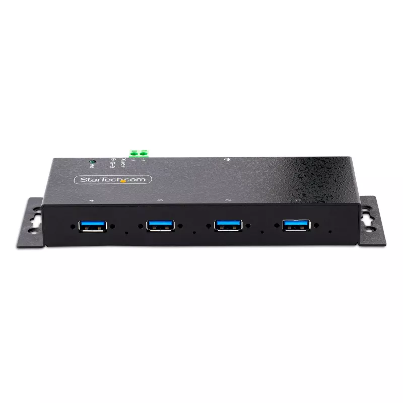 StarTech.com 4-Port Industrial USB 3.0 5Gbps Hub, Rugged USB Hub with ESD Protection, DIN/Wall/Desk Mountable USB-A Hub, USB Expander w/Locking Ports, Heavy Duty - TAA