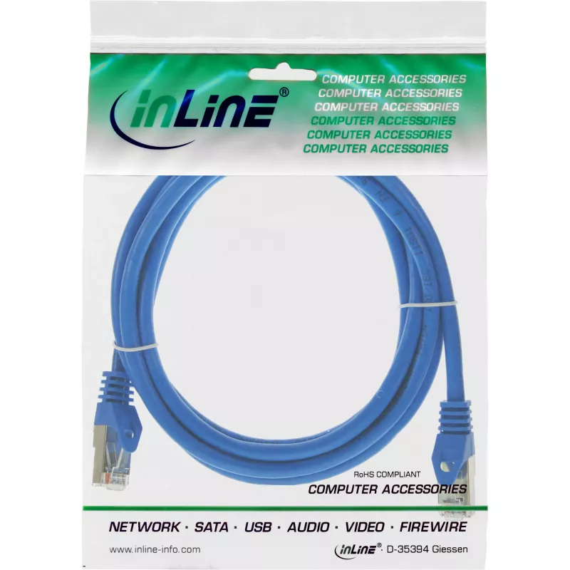 InLine Patch Cable F/UTP Cat.5e blue 1m