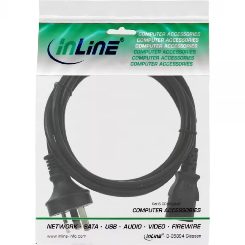 InLine power cable, Australia to 3pin IEC C13 male, 1.8m