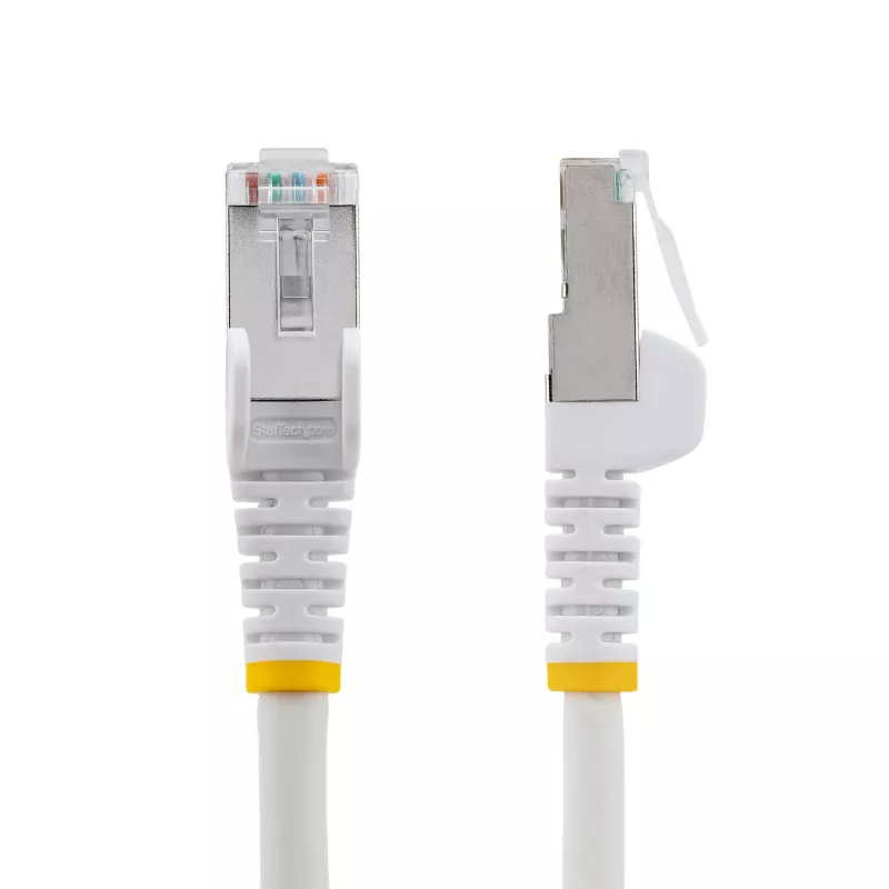 StarTech.com 50cm CAT6a Ethernet Cable - White - Low Smoke Zero Halogen (LSZH) - 10GbE 500MHz 100W PoE++ Snagless RJ-45 w/Strain Reliefs S/FTP Network Patch Cord
