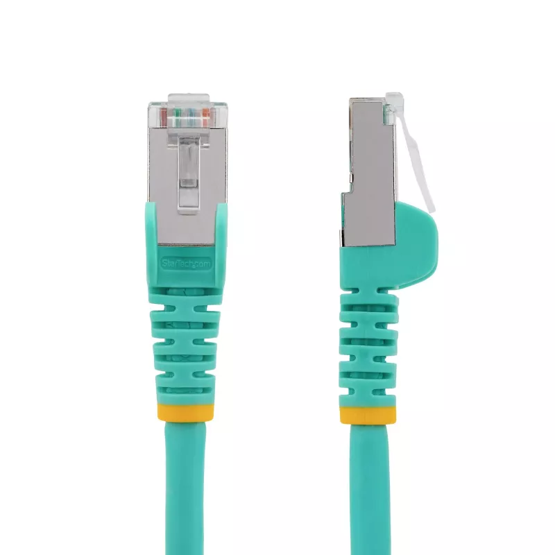 StarTech.com 50cm CAT6a Ethernet Cable - Aqua - Low Smoke Zero Halogen (LSZH) - 10GbE 500MHz 100W PoE++ Snagless RJ-45 w/Strain Reliefs S/FTP Network Patch Cord