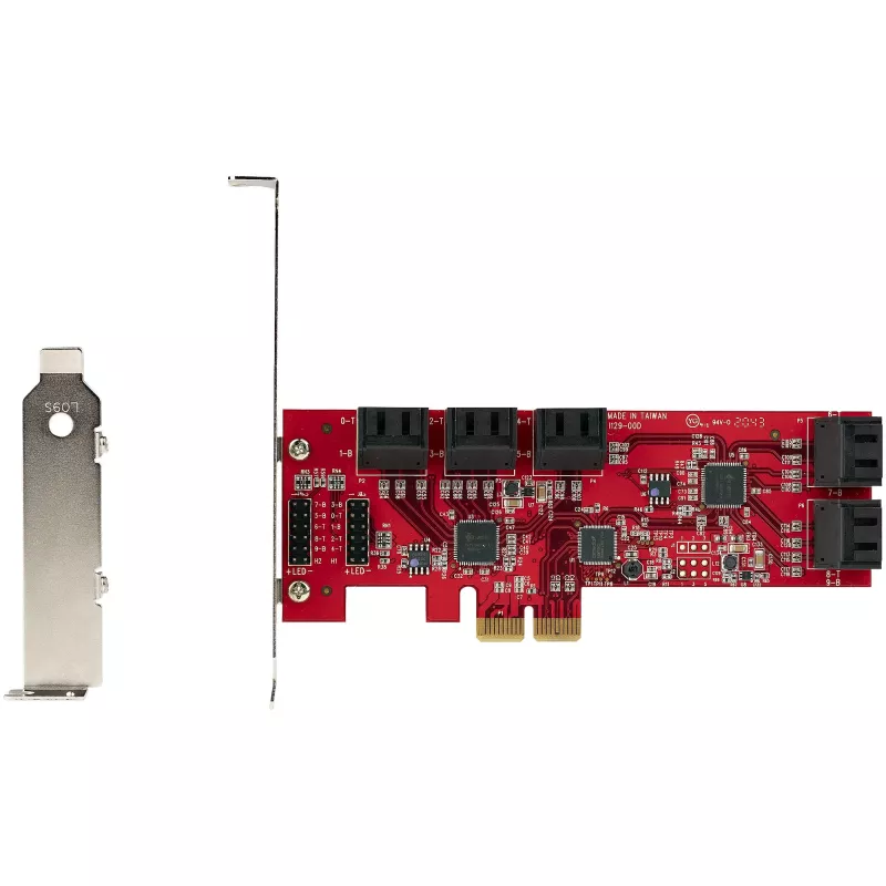 StarTech.com SATA PCIe Card - 10 Port PCIe SATA Expansion Card - 6Gbps - Low/Full Profile - Stacked SATA Connectors - ASM1062 Non-Raid - PCI Express to SATA Converter/Adapter