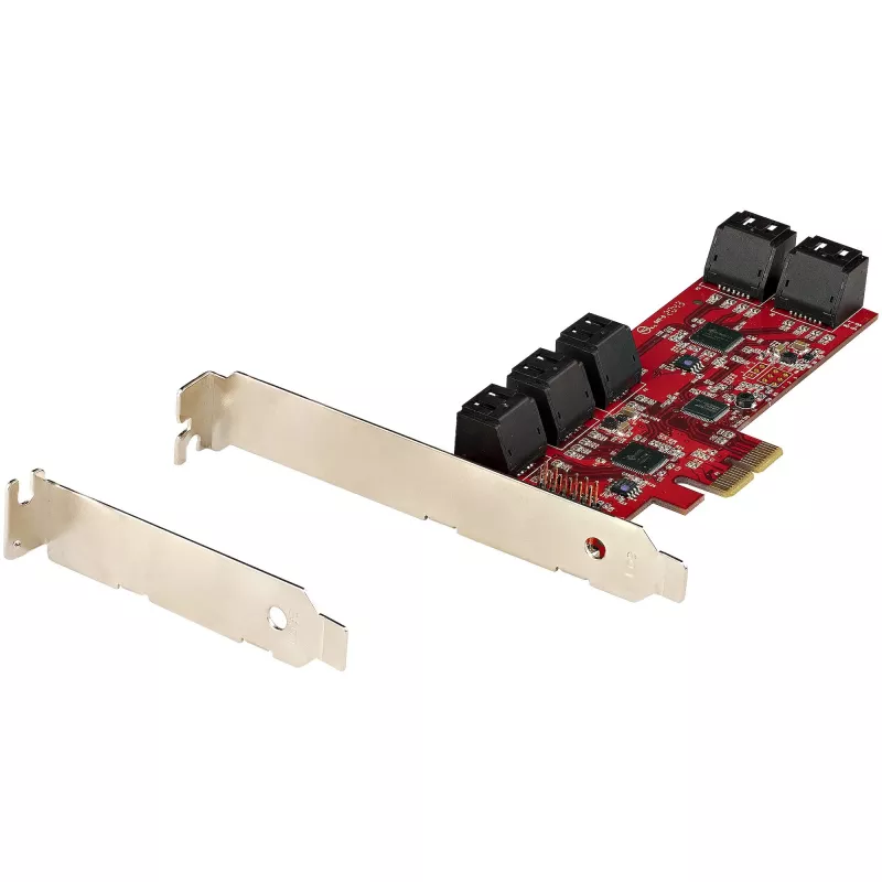 StarTech.com SATA PCIe Card - 10 Port PCIe SATA Expansion Card - 6Gbps - Low/Full Profile - Stacked SATA Connectors - ASM1062 Non-Raid - PCI Express to SATA Converter/Adapter