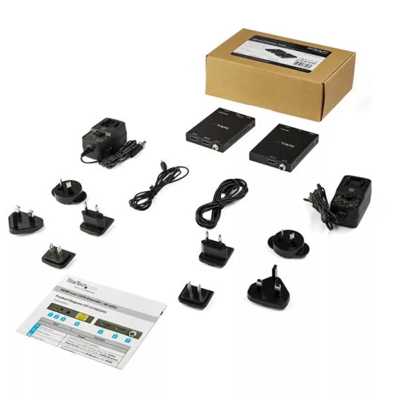 StarTech.com HDMI over CAT6 Extender Kit - 4K 60Hz, 3840 x 2160 pixels, AV transmitter & receiver, 50 m, Wired, Black, HDCP