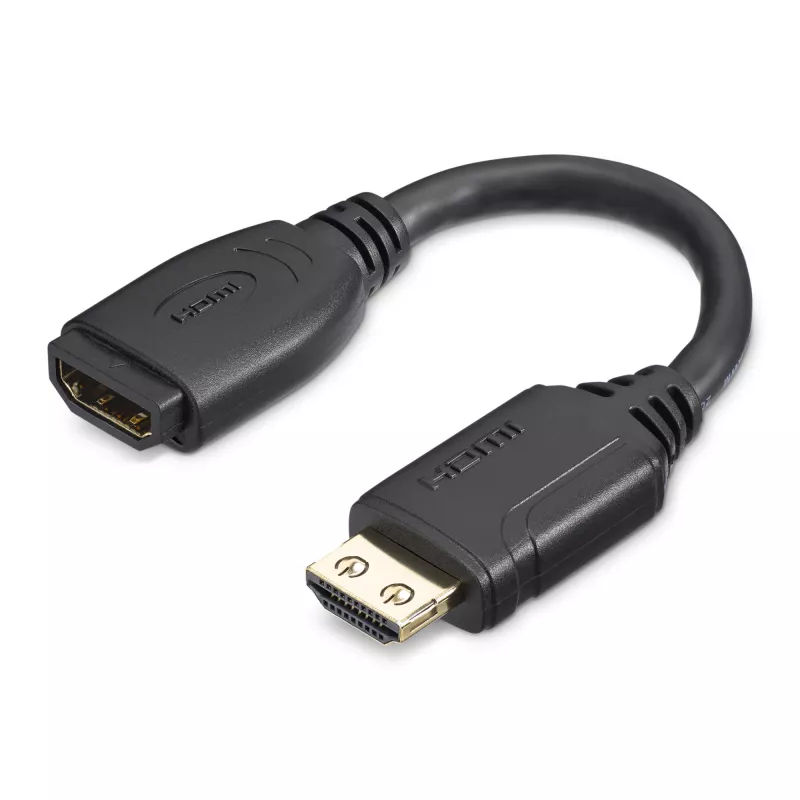 StarTech.com 6 inch (15cm) HDMI Port Saver Cable - 4K 60Hz High Speed HDMI 2.0 Extension Cable with Ethernet - Short HDMI Extension Cable - HDMI Male to Female Extension Adapter Cord