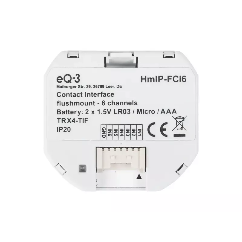 Light switch Homematic IP HmIP-FCI6, white, button control, battery (AAA), IP20, 48.5×15×53 mm