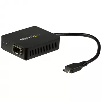StarTech.com USB-C to Fiber Optic Converter - Open SFP, Wired, USB Type-C, Fiber, 1000 Mbit/s, Black