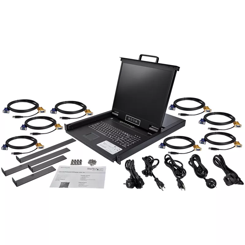 StarTech.com 8 Port Rackmount KVM Console w/ 6ft Cables - Integrated KVM Switch w/ 19 inch LCD Monitor - Fully Featured 1U LCD KVM Drawer- OSD KVM - Durable 50,000 MTBF - USB + VGA Support