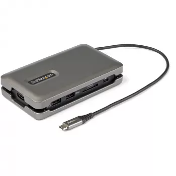 StarTech.com USB C Multiport Adapter - USB C to 4K 60Hz HDMI 2.0 - 2-Port 10Gbps USB Hub - 100W Power Delivery Pass-through - GbE - SD/MicroSD - USB Type-C Mini Dock - 10 inch Cable