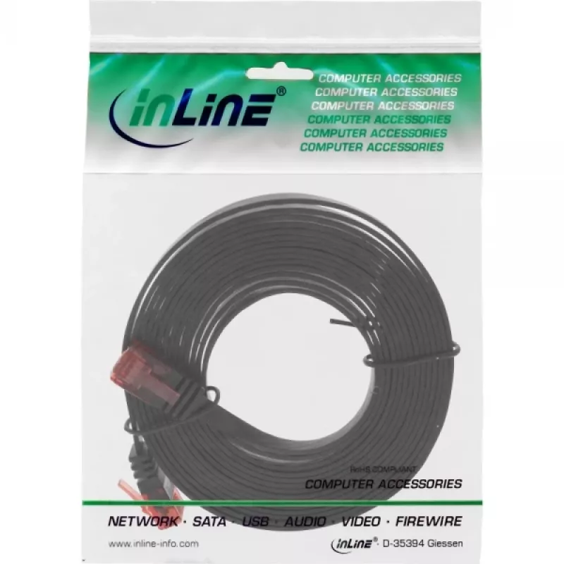 InLine Flat Ultraslim Patch Cable U/UTP Cat.6 Gigabit ready black 3m