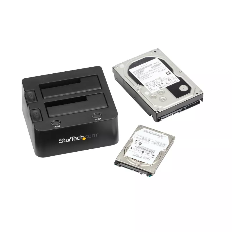 StarTech.com Dual-Bay USB 3.0 to SATA Hard Drive Docking Station, USB Hard Drive Dock, External 2.5/3.5 inch SATA I/II/III SSD/HDD Docking Station, Hot-Swap Hard Drive Bay, Top-Loading