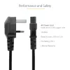 StarTech.com 6ft (2m) UK Laptop Power Cable, BS 1363 to C5 (Clover Leaf), 2.5A 250V, 18AWG, UK Laptop Replacement Cord, Printer Power Cable, Laptop Charger Cord, Laptop Power Brick Cord