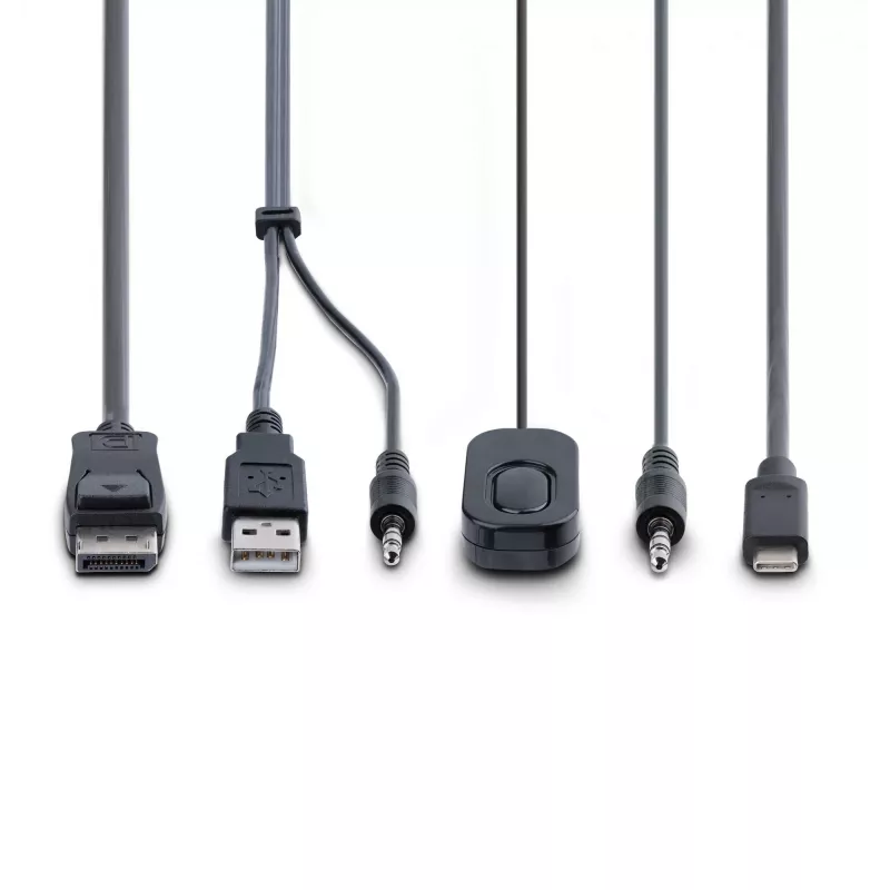 StarTech.com 2-Port Hybrid USB-C DisplayPort Cable KVM Switch, 4K 60Hz, Compact KVM with 6ft/1.8m USB-A/DisplayPort/Audio & 4ft/1.2m USB-C Integrated Host Cables, Bus Powered - Remote Push Button/Hotkey Switching