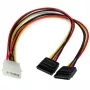 StarTech.com 12in LP4 to 2x SATA Power Y Cable Adapter, Molex (4-pin), 2 x SATA 15-pin, 0.304 m, Male, Straight, Straight