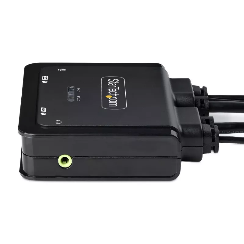 StarTech.com 2-Port Hybrid USB-C HDMI Cable KVM Switch, 4K 60Hz, Compact KVM with 6ft/1.8m USB-A/HDMI/Audio & 4ft/1.2m USB-C Integrated Host Cables, Bus Powered - Remote Push Button/Hotkey Switching