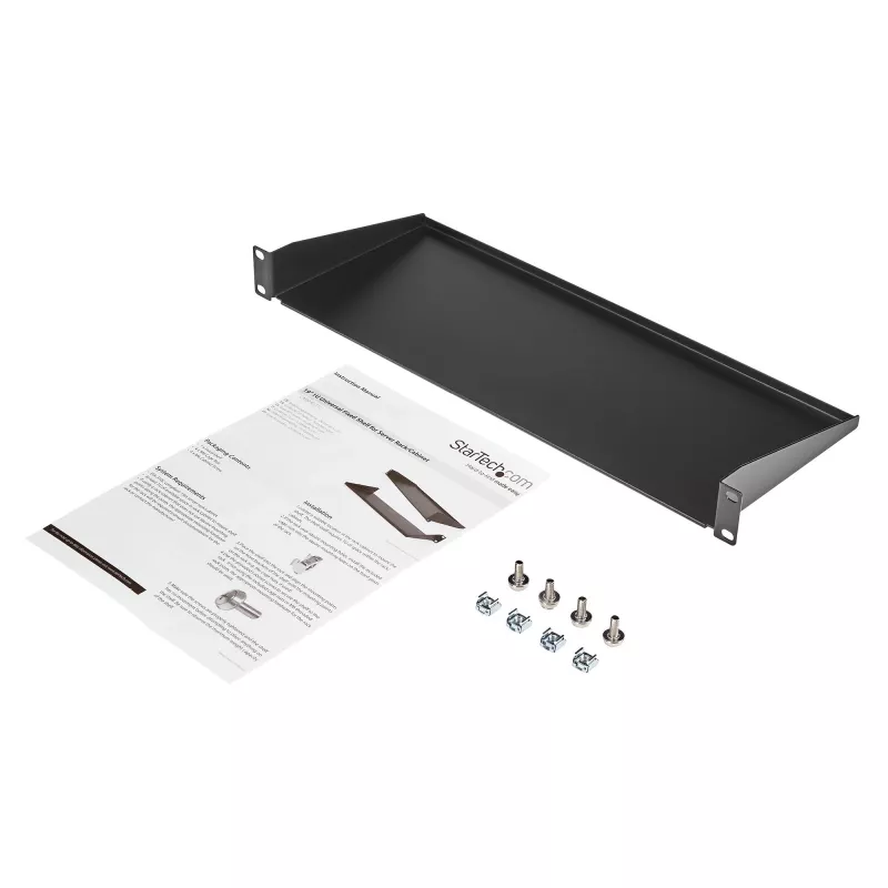 StarTech.com 1U Server Rack Shelf, Universal Rack Mount Cantilever Tray for 19 inch Network Equipment Rack/Cabinet, Heavy Duty Steel, Weight Capacity 33lb/15kg, 7in (18cm) Deep