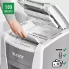 Paper shredder LEITZ IQ Autofeed Small Office 100, cross‑cut P-4, 8-sheet, 22 cm feed, 34 L bin, grey