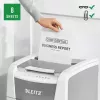 Paper shredder LEITZ IQ Autofeed Small Office 100, cross‑cut P-4, 8-sheet, 22 cm feed, 34 L bin, grey