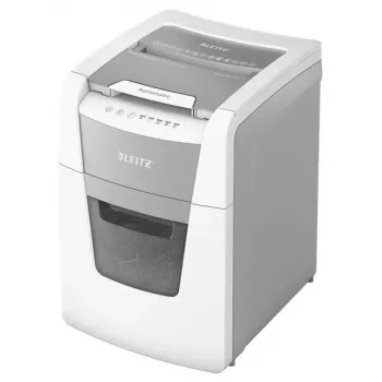 Paper shredder LEITZ IQ Autofeed Small Office 100, cross‑cut P-4, 8-sheet, 22 cm feed, 34 L bin, grey