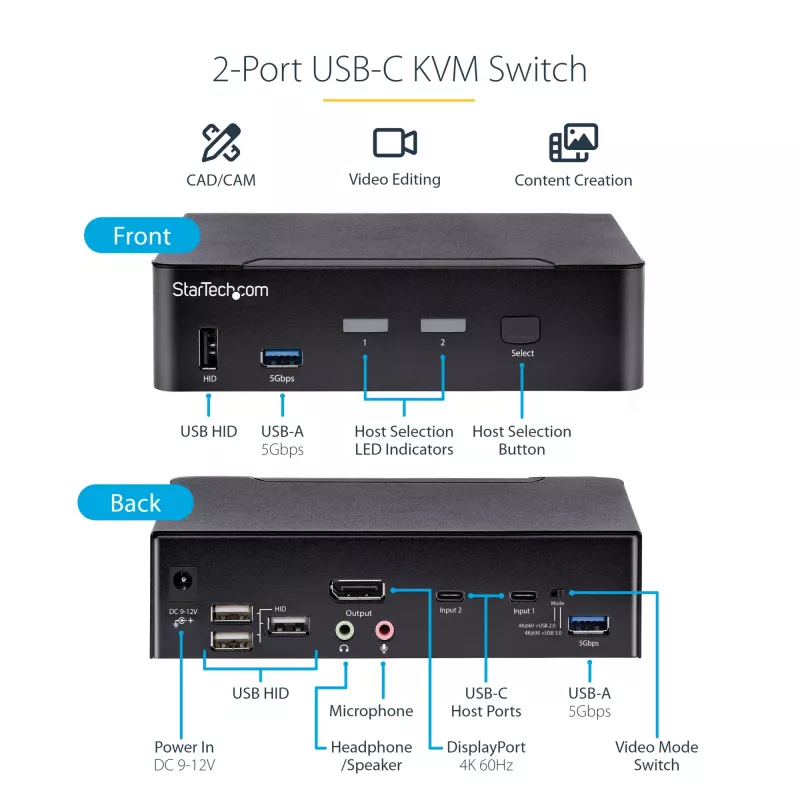 StarTech.com SV231DPUCA KVM switch Black