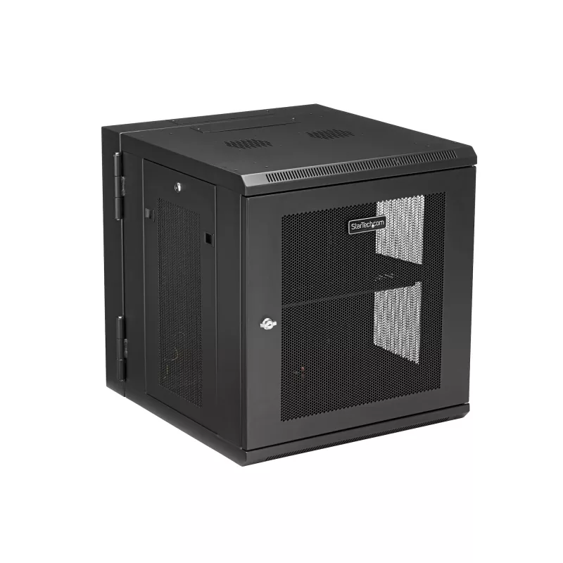 StarTech.com 4-Post 12U Wall Mount Network Cabinet with 1U Shelf, 19 inch Hinged Wall-Mounted Server Rack for Data / AV / Electronics / Computer Equipment, Flexible Vented Rack Enclosure
