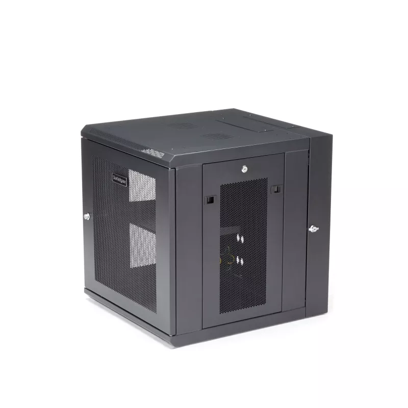 StarTech.com 4-Post 12U Wall Mount Network Cabinet with 1U Shelf, 19 inch Hinged Wall-Mounted Server Rack for Data / AV / Electronics / Computer Equipment, Flexible Vented Rack Enclosure