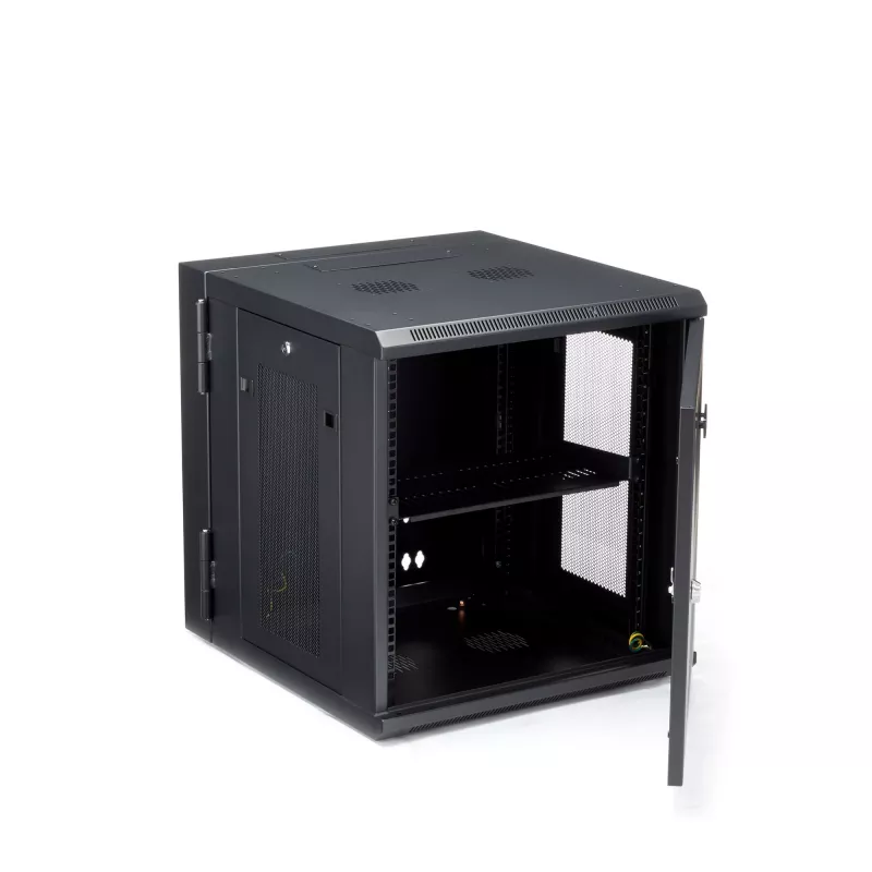 StarTech.com 4-Post 12U Wall Mount Network Cabinet with 1U Shelf, 19 inch Hinged Wall-Mounted Server Rack for Data / AV / Electronics / Computer Equipment, Flexible Vented Rack Enclosure