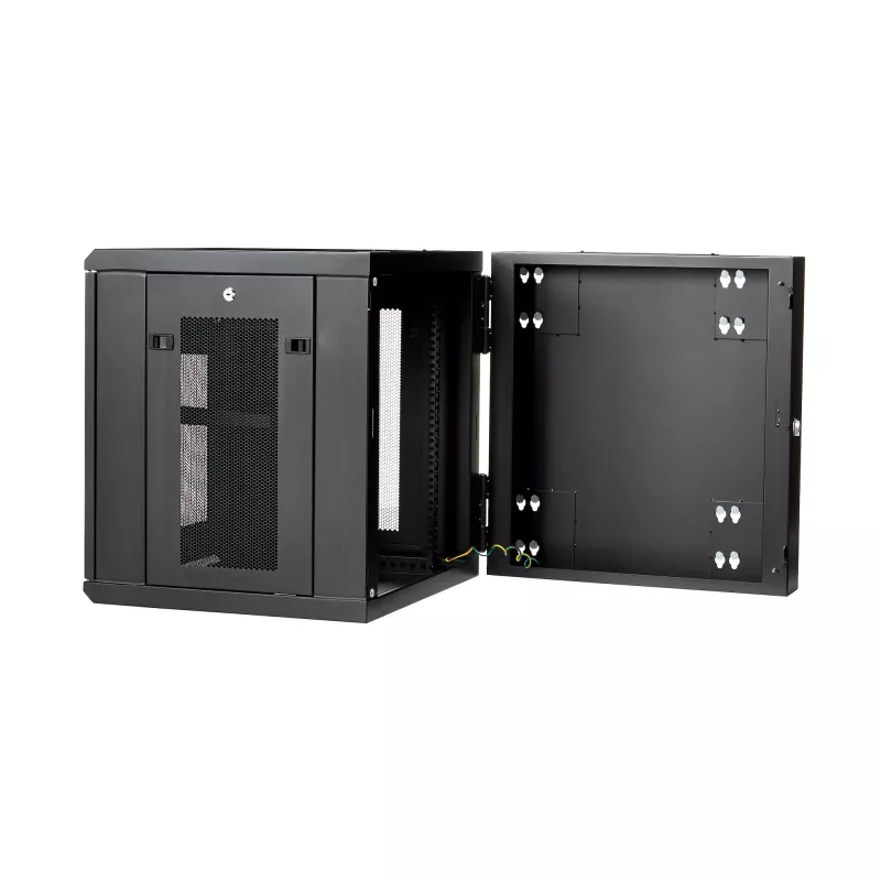 StarTech.com 4-Post 12U Wall Mount Network Cabinet with 1U Shelf, 19 inch Hinged Wall-Mounted Server Rack for Data / AV / Electronics / Computer Equipment, Flexible Vented Rack Enclosure