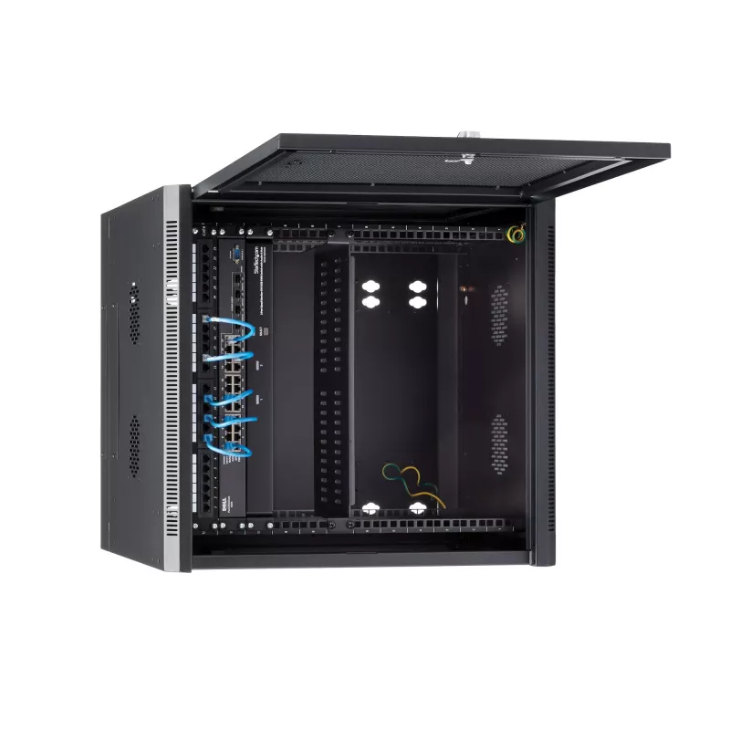 StarTech.com 4-Post 12U Wall Mount Network Cabinet with 1U Shelf, 19 inch Hinged Wall-Mounted Server Rack for Data / AV / Electronics / Computer Equipment, Flexible Vented Rack Enclosure