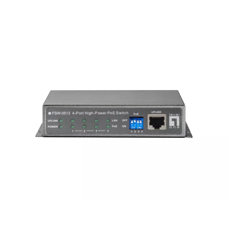 LevelOne 5-Port Fast Ethernet PoE Switch, 4 PoE Outputs, 120W, power adapter included