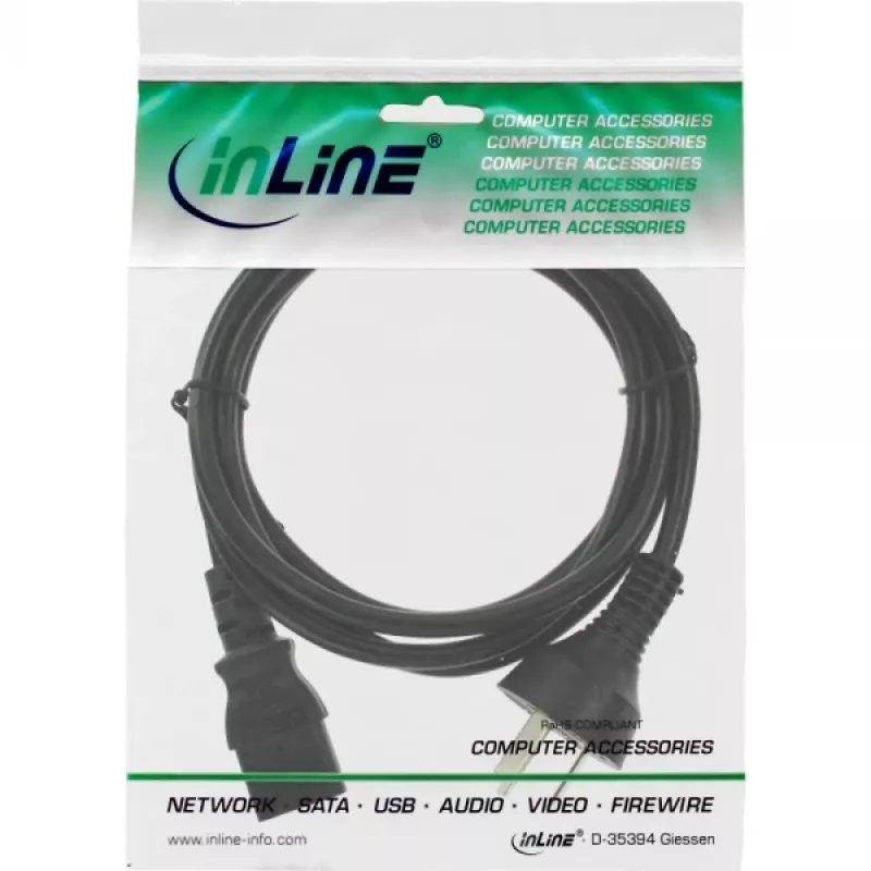 InLine power cable, China male / 3pin IEC C13 male, 1.8m
