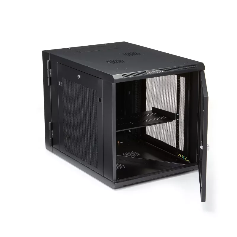 StarTech.com 4-Post 12U Wall Mount Network Cabinet with 1U Shelf, 19 inch Hinged Wall-Mounted Server Rack for Data / AV / Electronics / Computer Equipment, Flexible Vented Rack Enclosure
