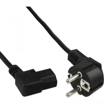 InLine Power cable, CEE 7/7 angled / 3pin IEC C13 left angled, black, 0.5m