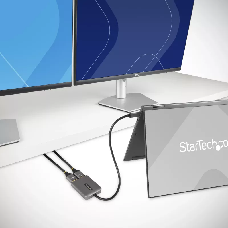 StarTech.com USB-C to Dual HDMI MST HUB - Dual HDMI 4K 60Hz - USB Type C Multi Monitor Adapter for Laptop w/ 1ft/30cm cable - DP 1.4 Multi-Stream Transport Hub - USB-C to HDMI Splitter