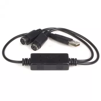 StarTech.com USB to PS/2 Adapter - Keyboard and Mouse, 0.435 m, Black, 1 - USB A, 2 - DIN 6, 46 g, 142 mm, 175 mm